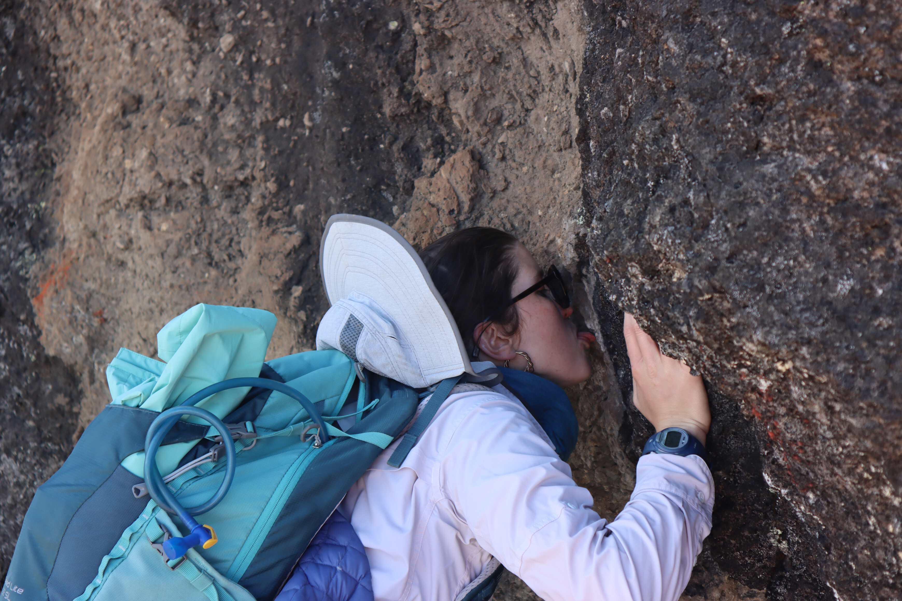 Katherine licking salt off the rocks